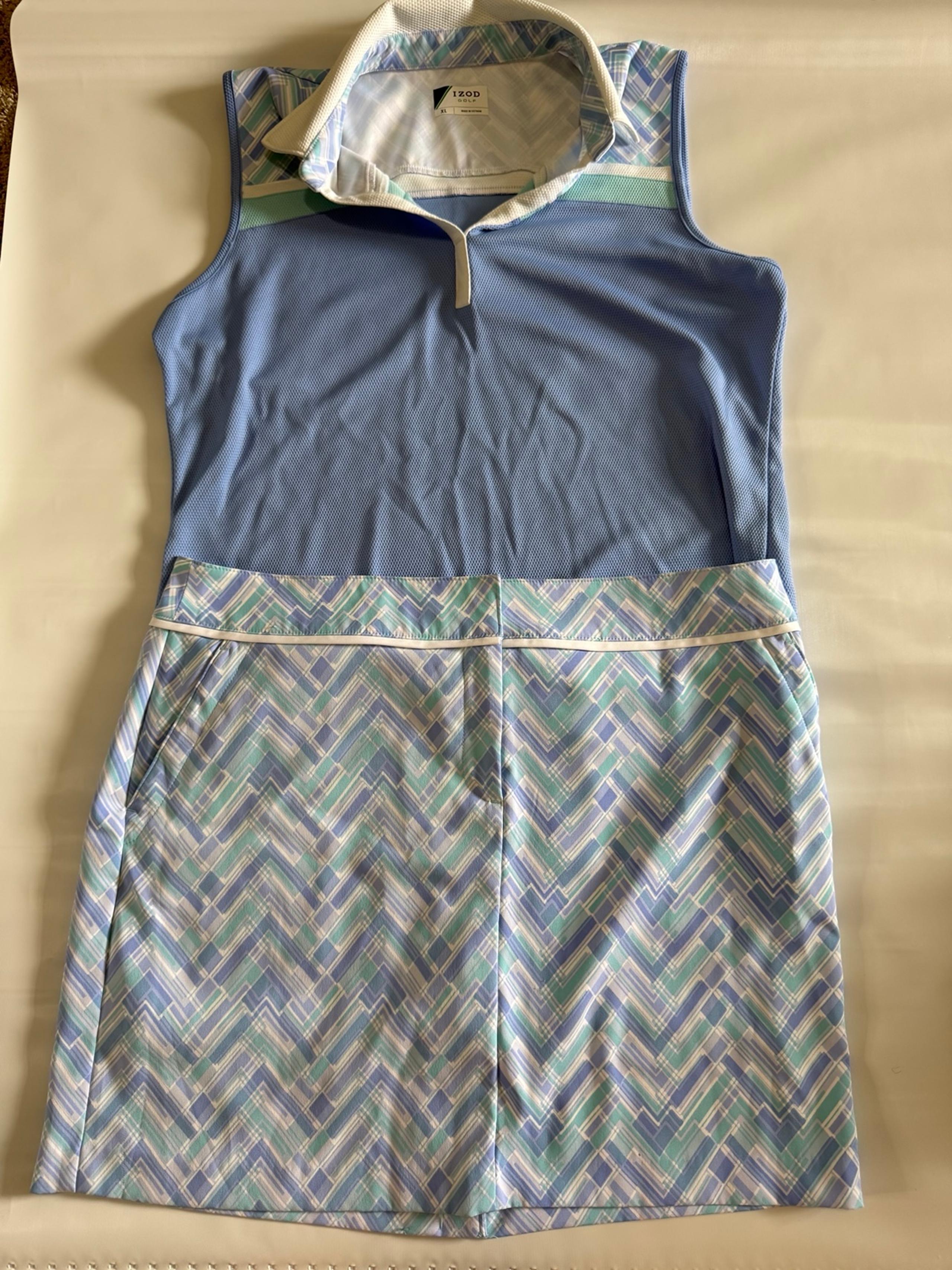 IZOD two piece golf set in blue/white color scheme top size XL/skort sz 14