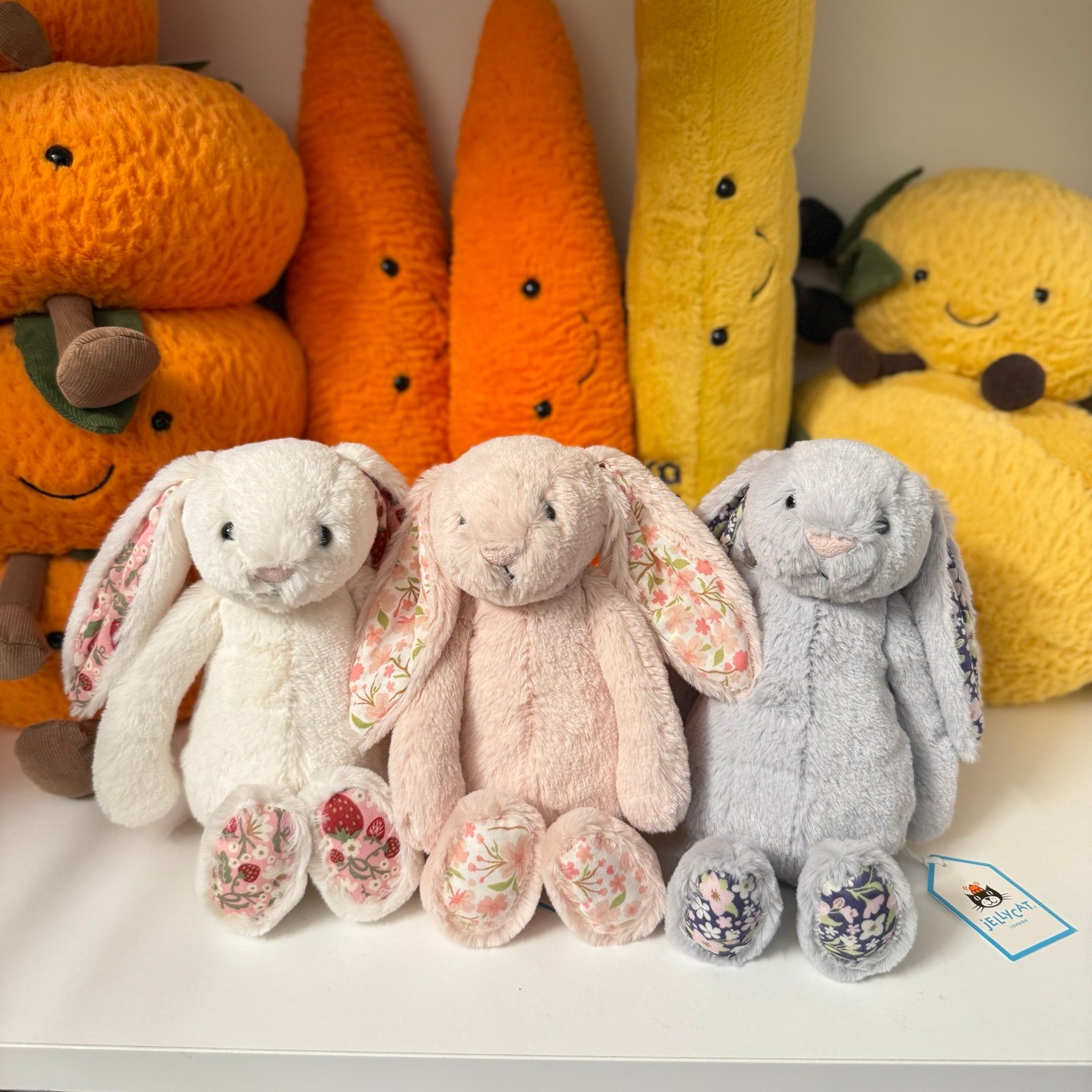Jellycat Bundle (3): Small Blossom Blush, Silver, and Cream Bunnies BNWT Bunny