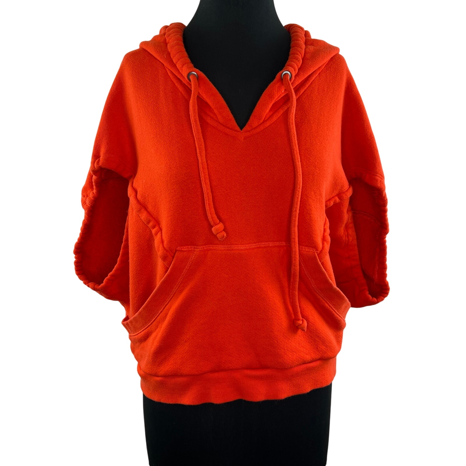 Anthropologie Akemi + Kin Red Orange Dolman Sleeve Cotton Pullover Hoodie Sz XS