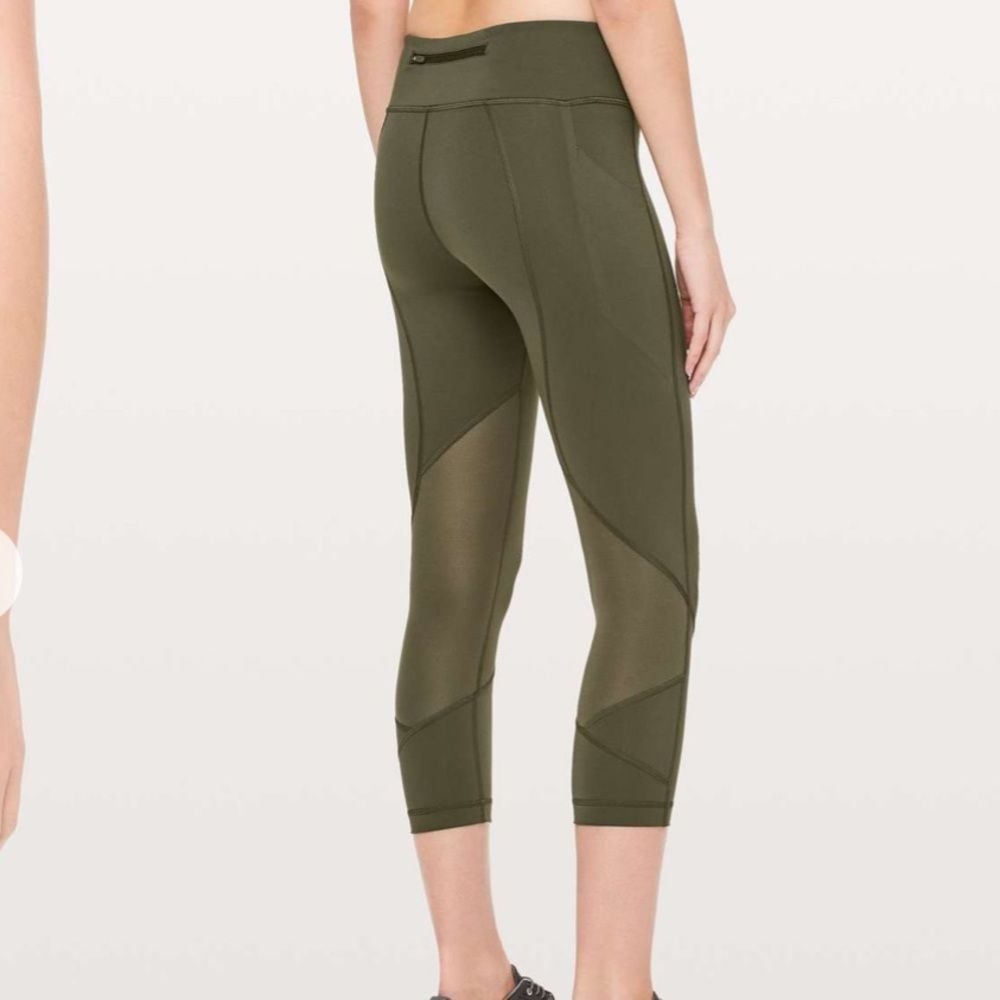 Lululemon Pace Rival Crop *Full-On Luxtreme 22 Compression Leggings Olive Green