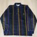 90s STRUCTURE USA Polo Shirt, Long Sleeve, Striped, Denim