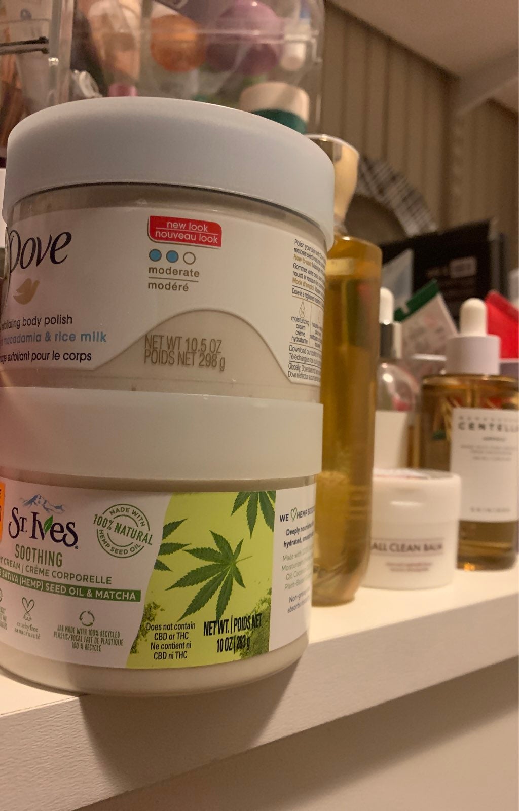 Body care bundle DOVE BODY POLISH ST IVES SATIVA BODY CREAM