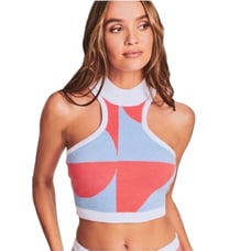 SER.O.YA Revolve Knit Bodycon Crop Top Blue Coral M Festival Rave Beach Party