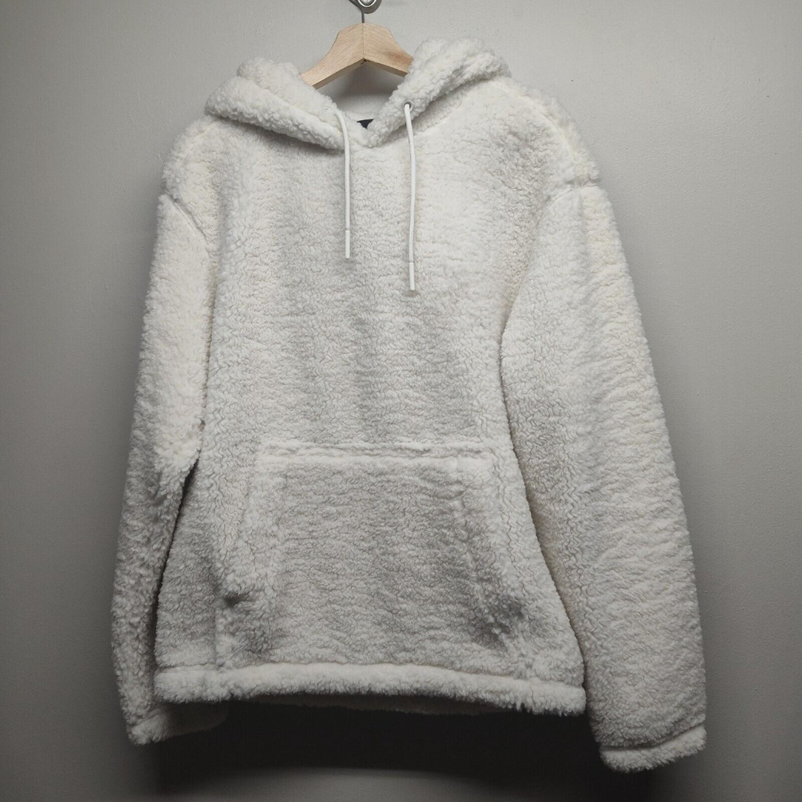 New H&M Teddy Hoodie Women Size S Ivory Thick Fluffy