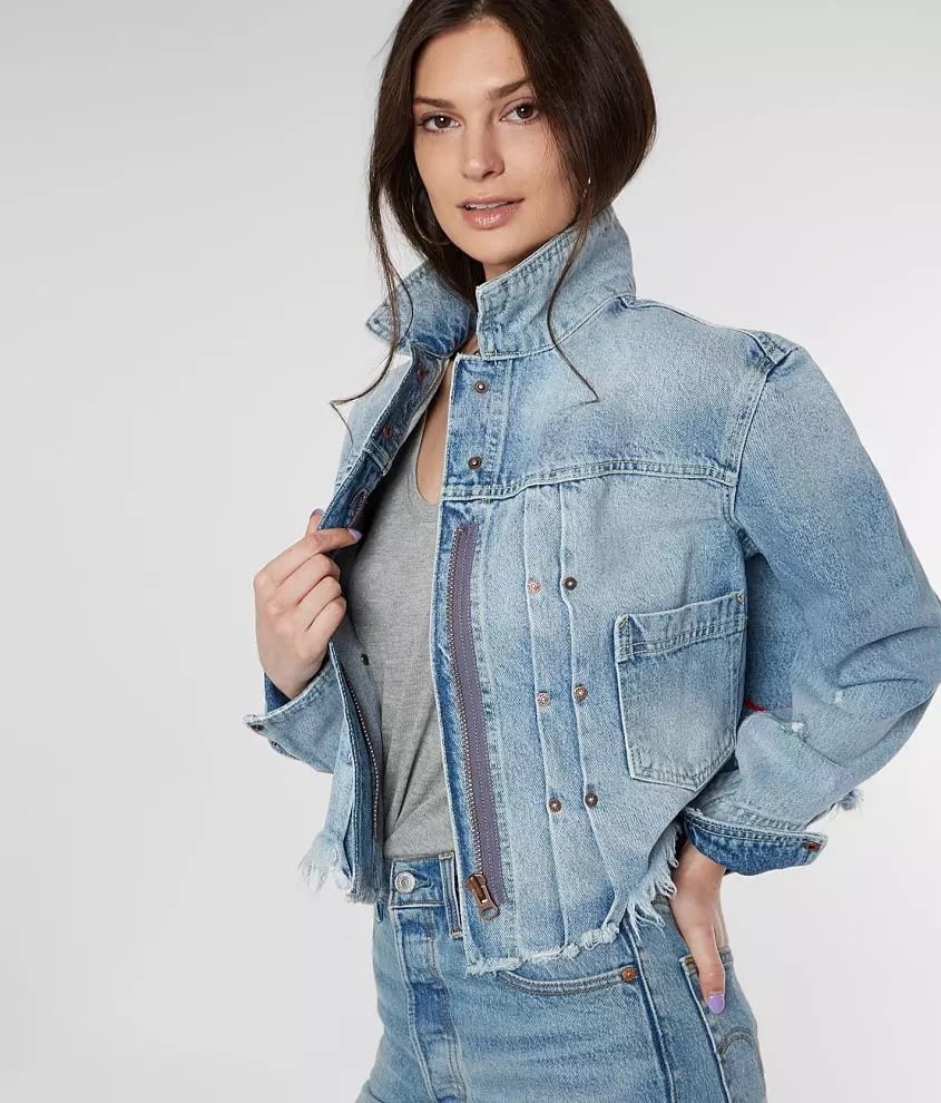 Free People Dillon Women's Light Blue Denim Jacket Bohemian casual Small