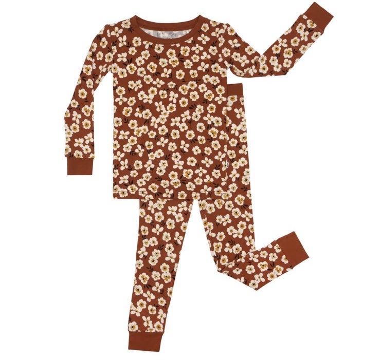 Little Sleepies Mocha Blossom 2pc PJ Set