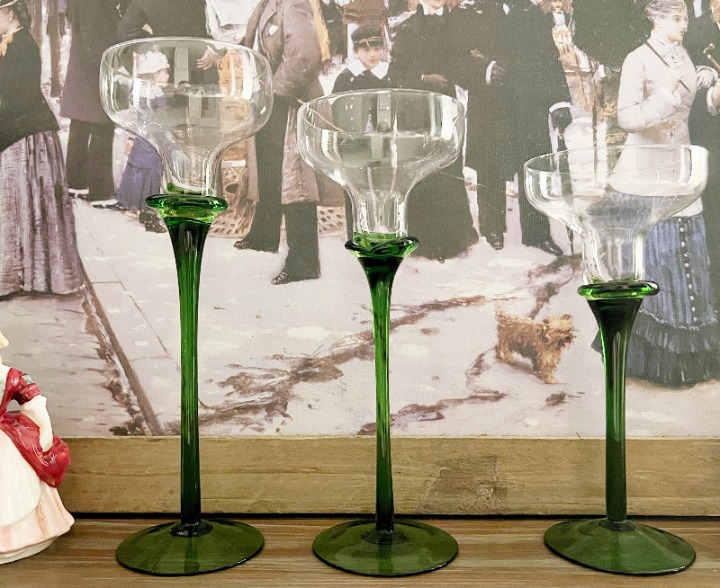 Vintage Hand Blown Glass Candle Holder, Made in Italy, 1970s, Set of 3