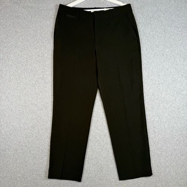 Vince Womens Size 12 Flat Front Dress Pants Slacks Green Pockets Career Office