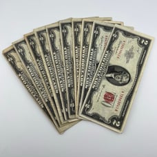 10 Receive ten United States Notes 2 two dollar 1953 series A B C