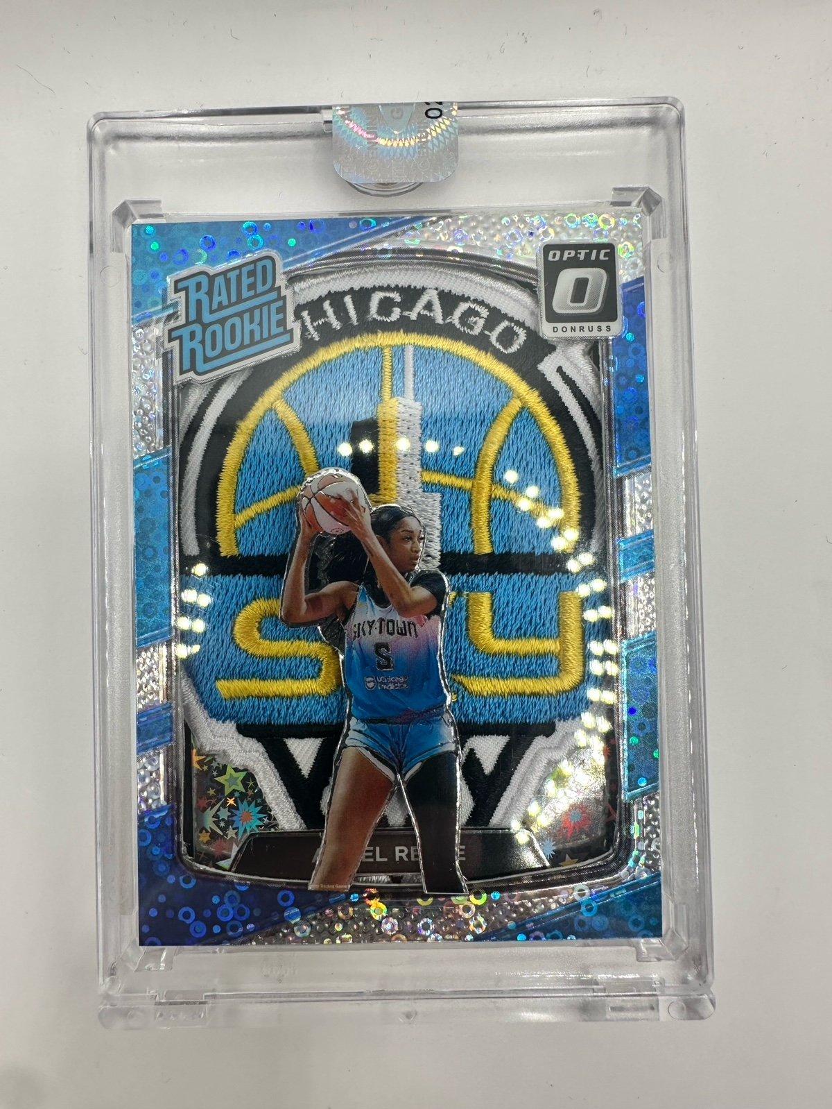 Angel Reese custom made card with Chicago sky patch