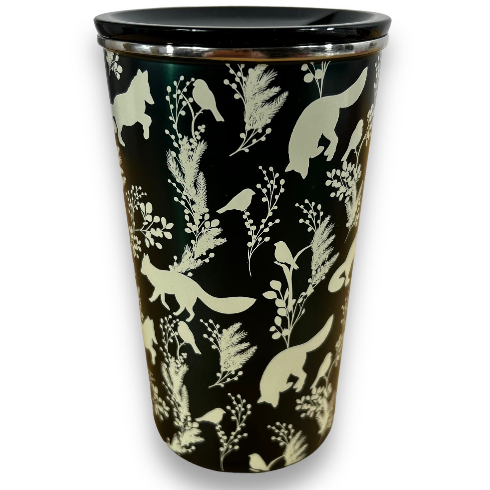 Starbucks 2020 Christmas Green Metallic Tumbler Foxes 12oz Stainless RARE NEW