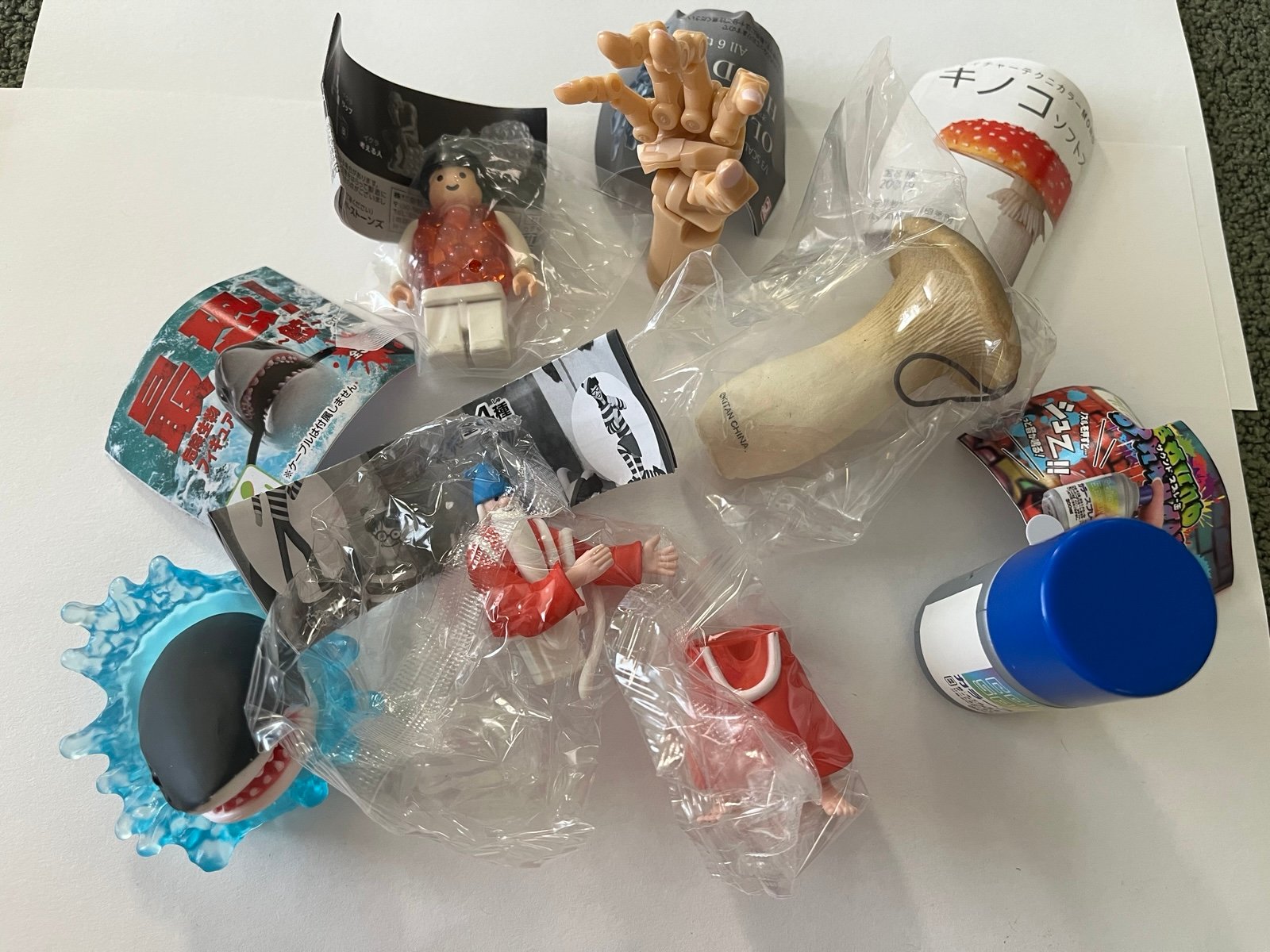 Lot of strange gacha gashapon Japanese capsule toys mushroom shark Waldo hand