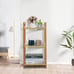 Bamboo Shoe Rack Organizer with Handles, Adjustable 3-Tier Shoe Shelf