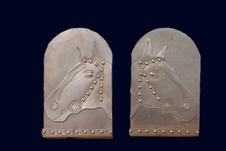 Bookends, Handmade,horses, western theme, with metal rivets, great gifts