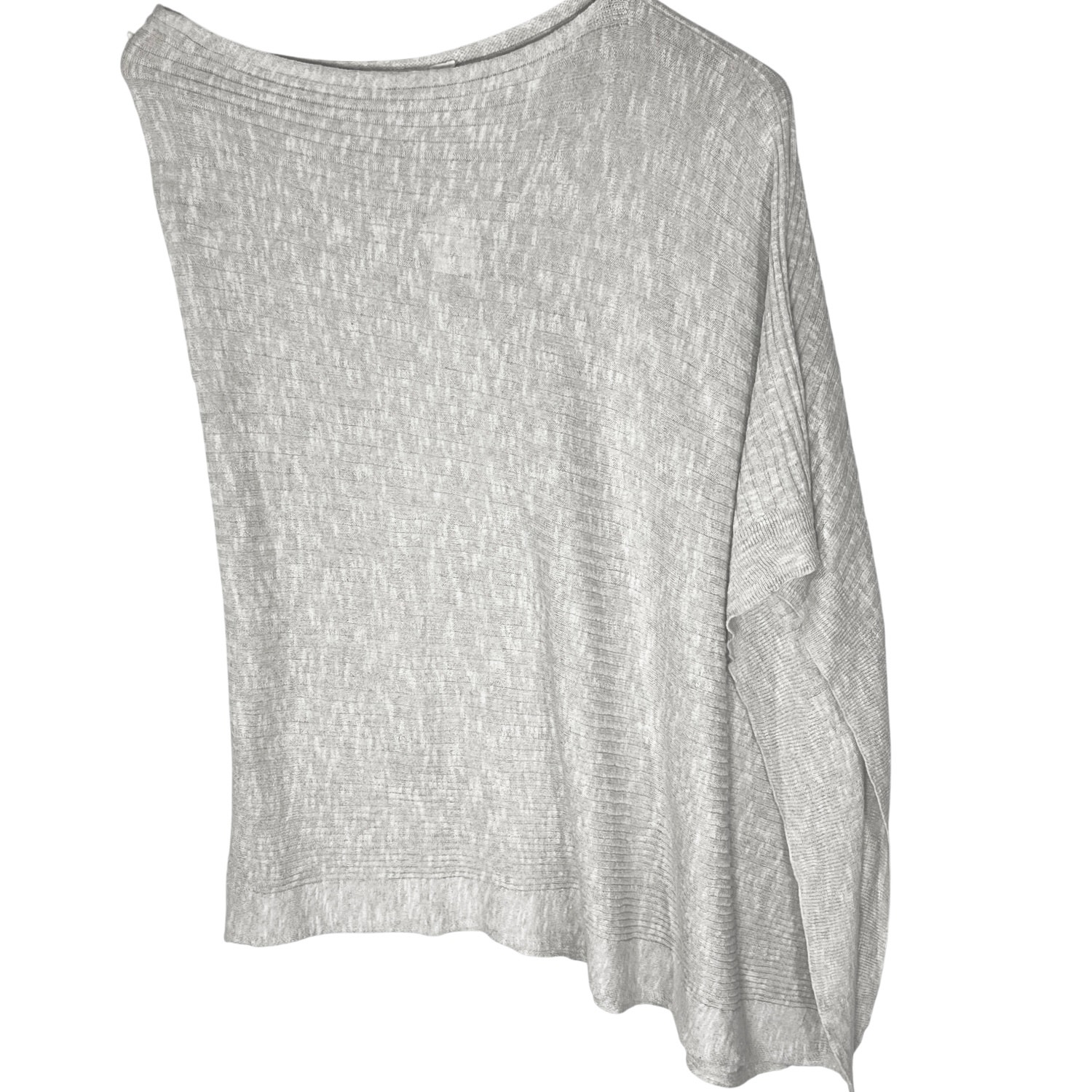 EILEEN FISHER Women’s Beige Linen Ribknit Asymmetrical Poncho