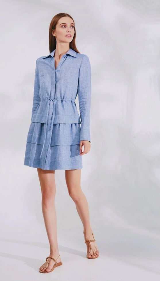 100% Capri Linen dress Abito Athina Retails For 1,028 Color Jeans