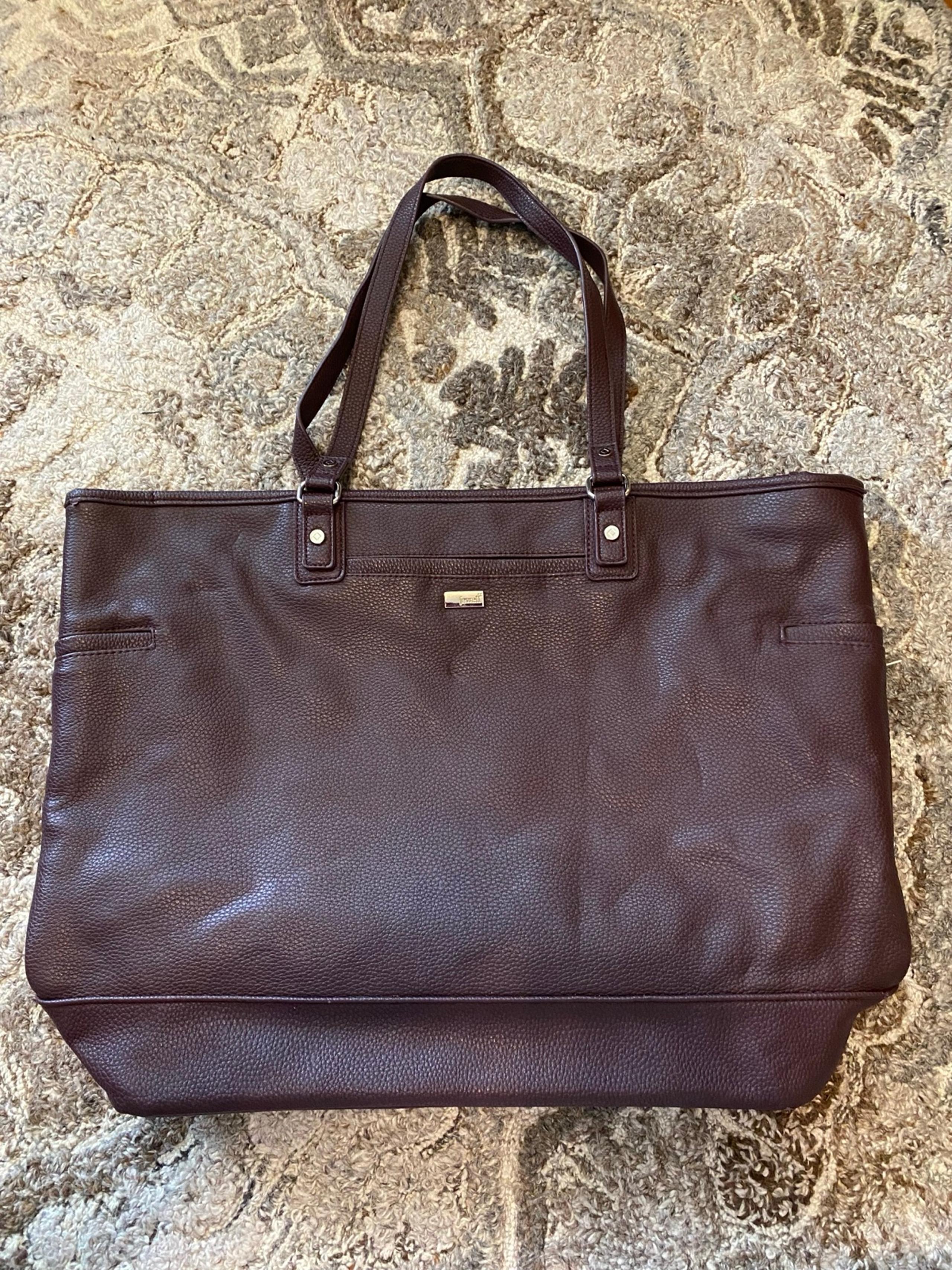 Jewell by Thirty-One Tote Bag Purse Laptop in Dk. Burgundy Faux Leather