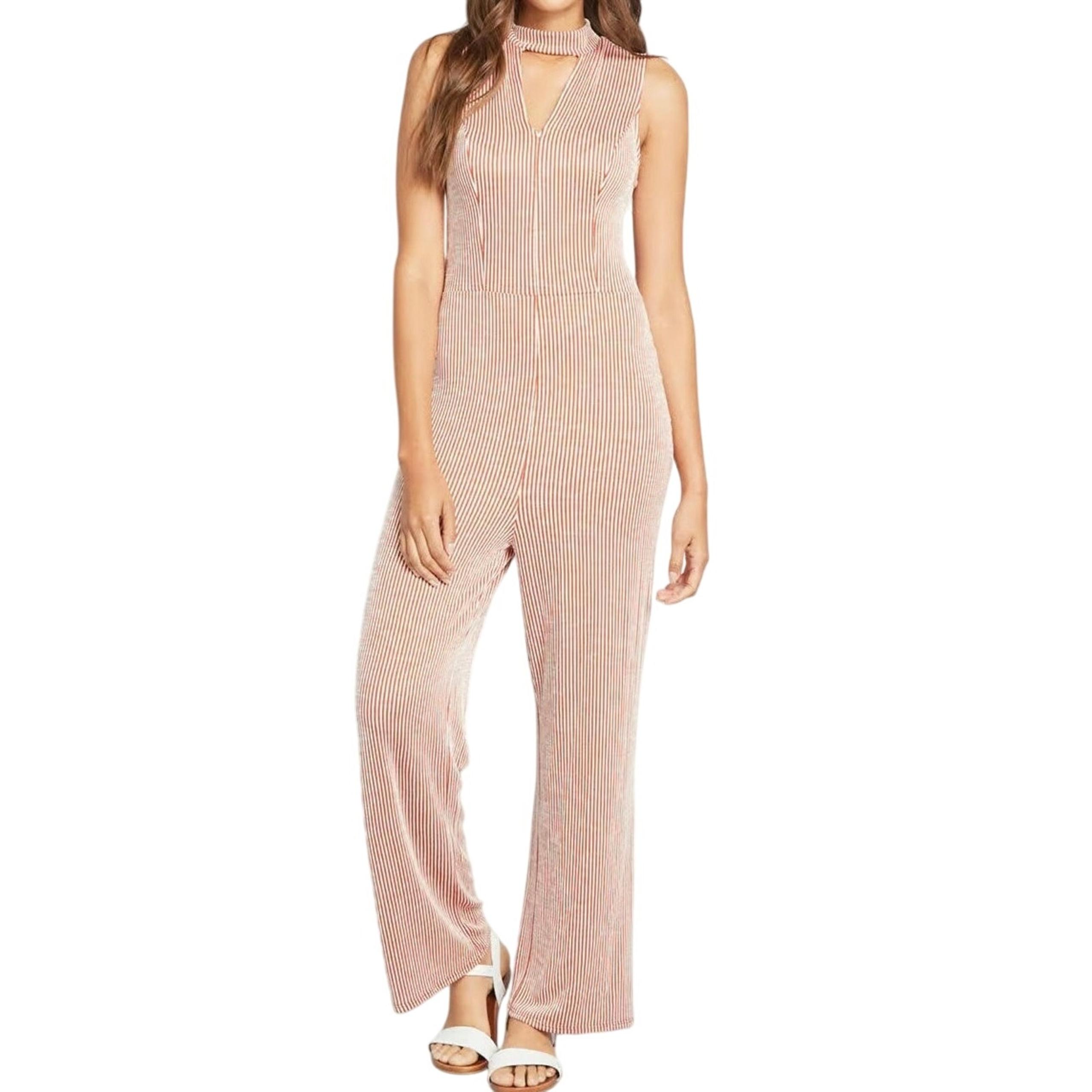 MODCLOTH For the Bliss of It Jumpsuit Disco Orange Striped - Sz Medium - NWT