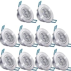 10 Pack 110V 3W Dimmable LED Recessed Ceiling Light Downlight Cool White 100Lm/w