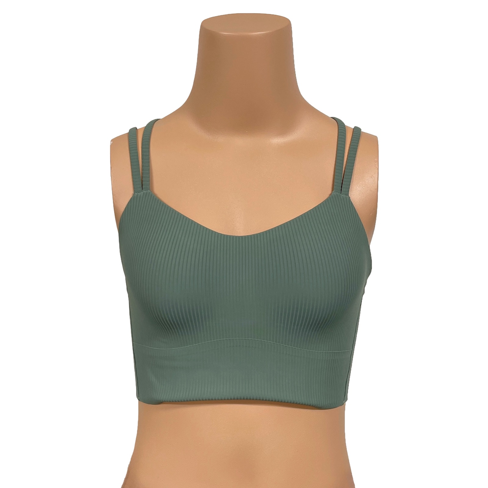 Lululemon Like a Cloud Ribbed Longline Bra Sz 8 New 68 B/C Cup Grey Eucalyptus