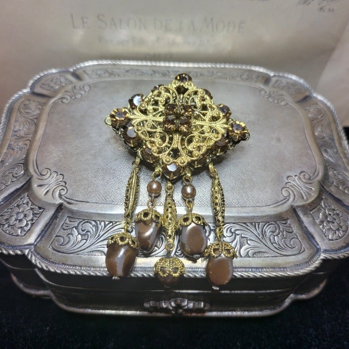 order now Vintage brooch, palace style, with glass crystals and pendants, Old Czech Vintage & collectibles order now Vintage brooch, palace style, with glass crystals and pendants, Old Czech Vintage & collectibles