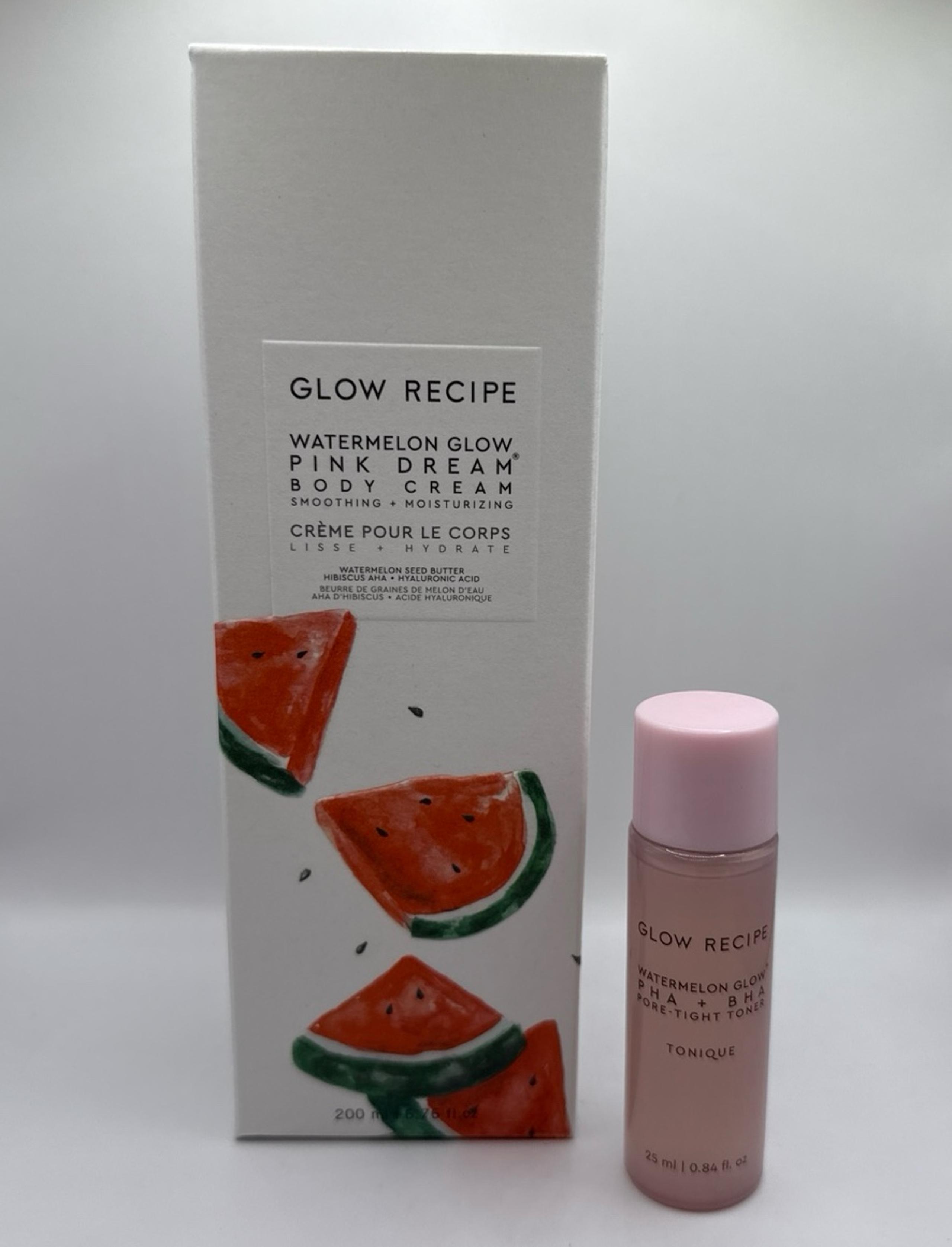 New Glow Recipe Watermelon Glow Pink Dream Body Cream & Toner Bundle