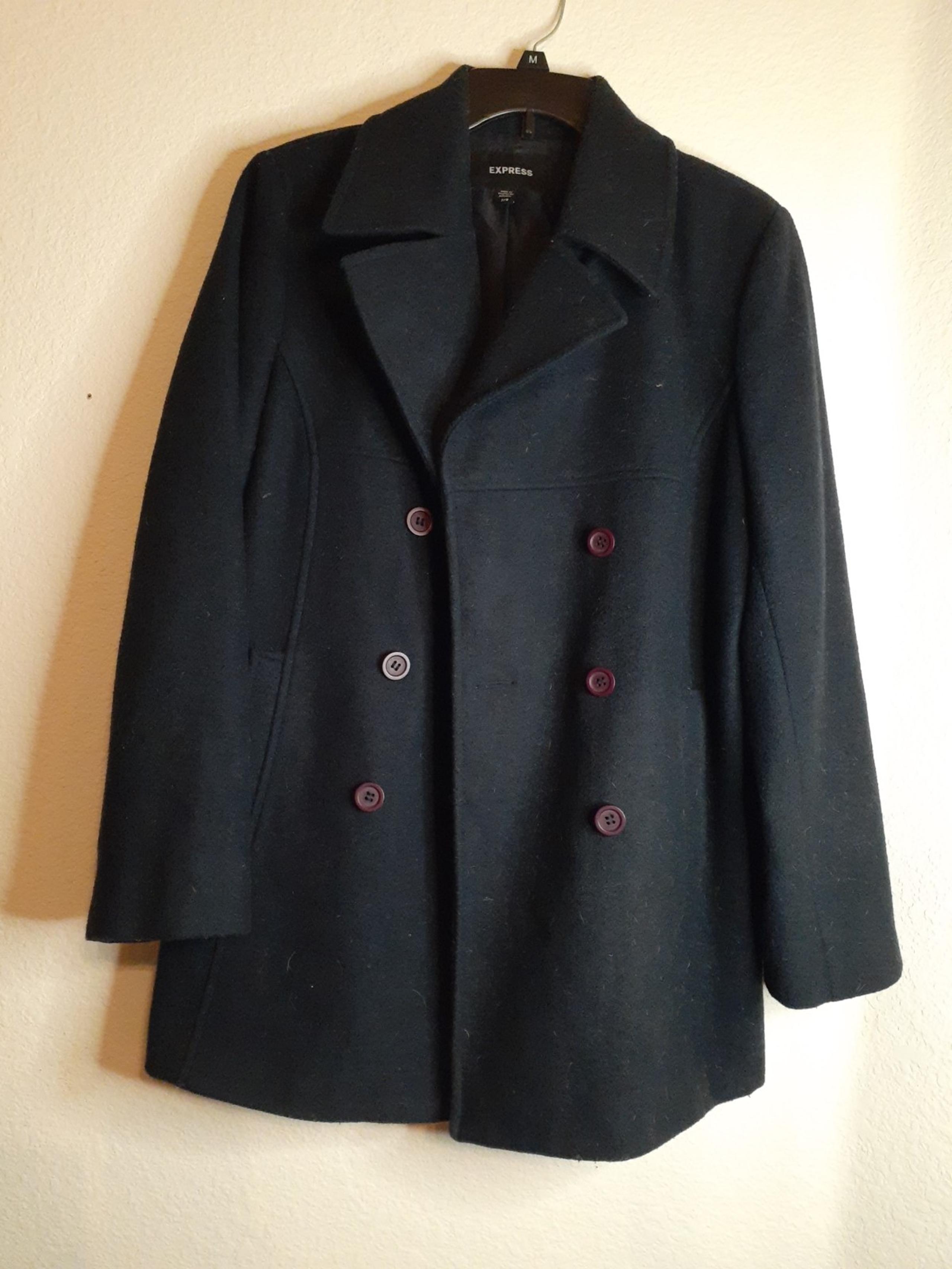 EXCELLENT Express Wool Size 7/8 Women Black Pea Coat.