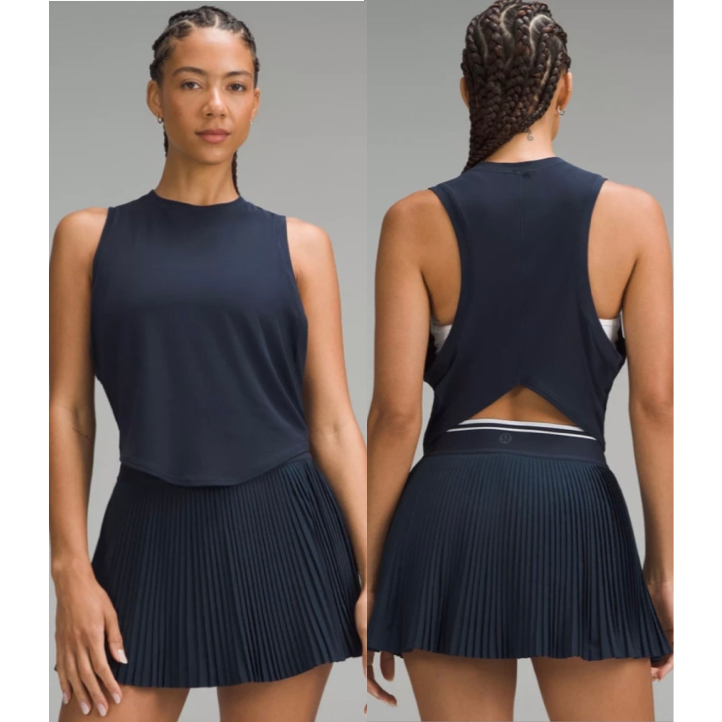 lululemon Soft-Knit Crewneck Cropped Navy Tank Top 2