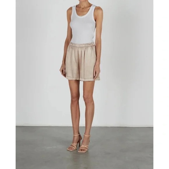 Enza Costa Satin Short in Khaki Size 0 Retail 165