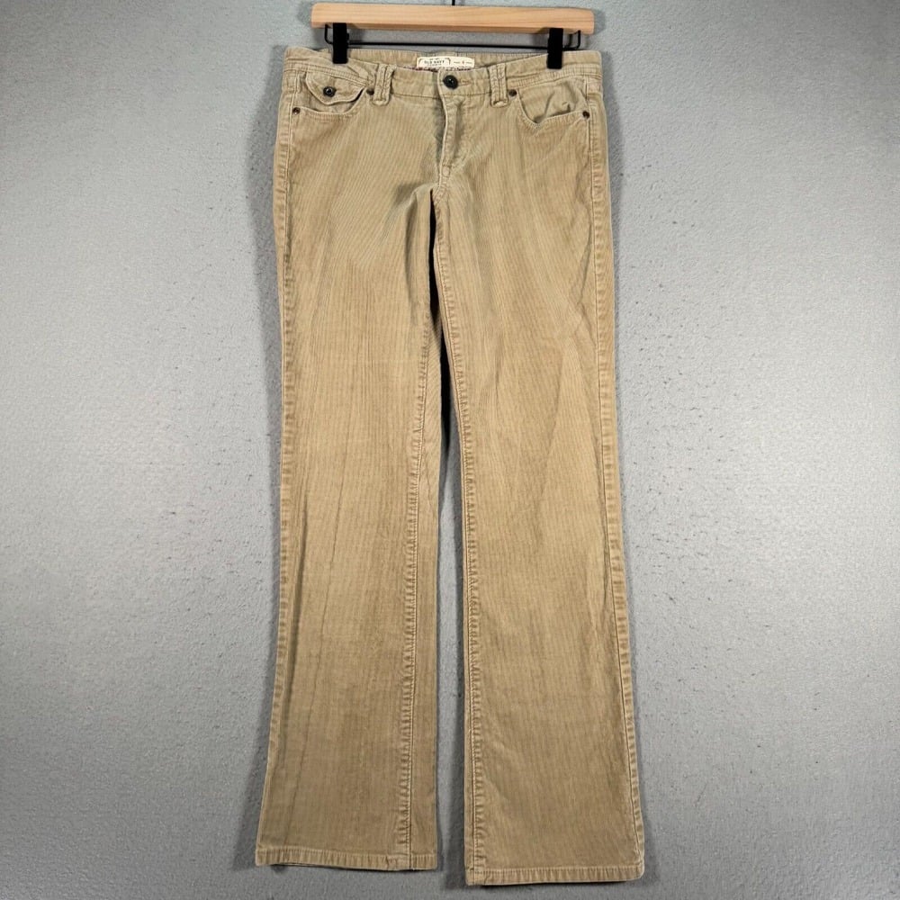 Vintage Old Navy Corduroy Pants Womens 4 Khaki Beige Flare Leg Comfort Mid Rise