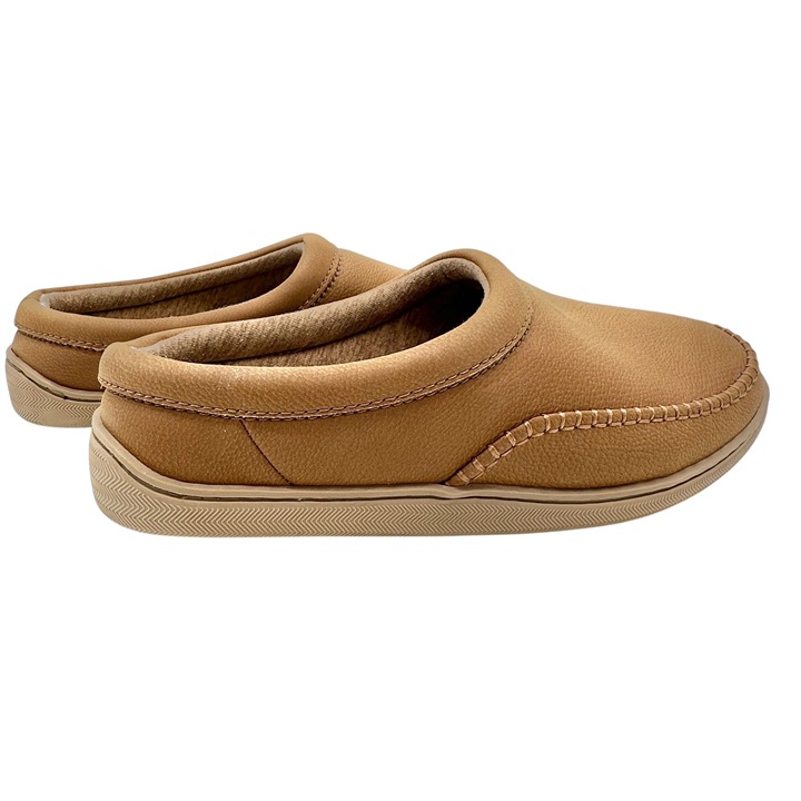MySlippers Mens 12W Tan Slip-On Indoor/Outdoor House Shoes Plush Lining Non-Slip