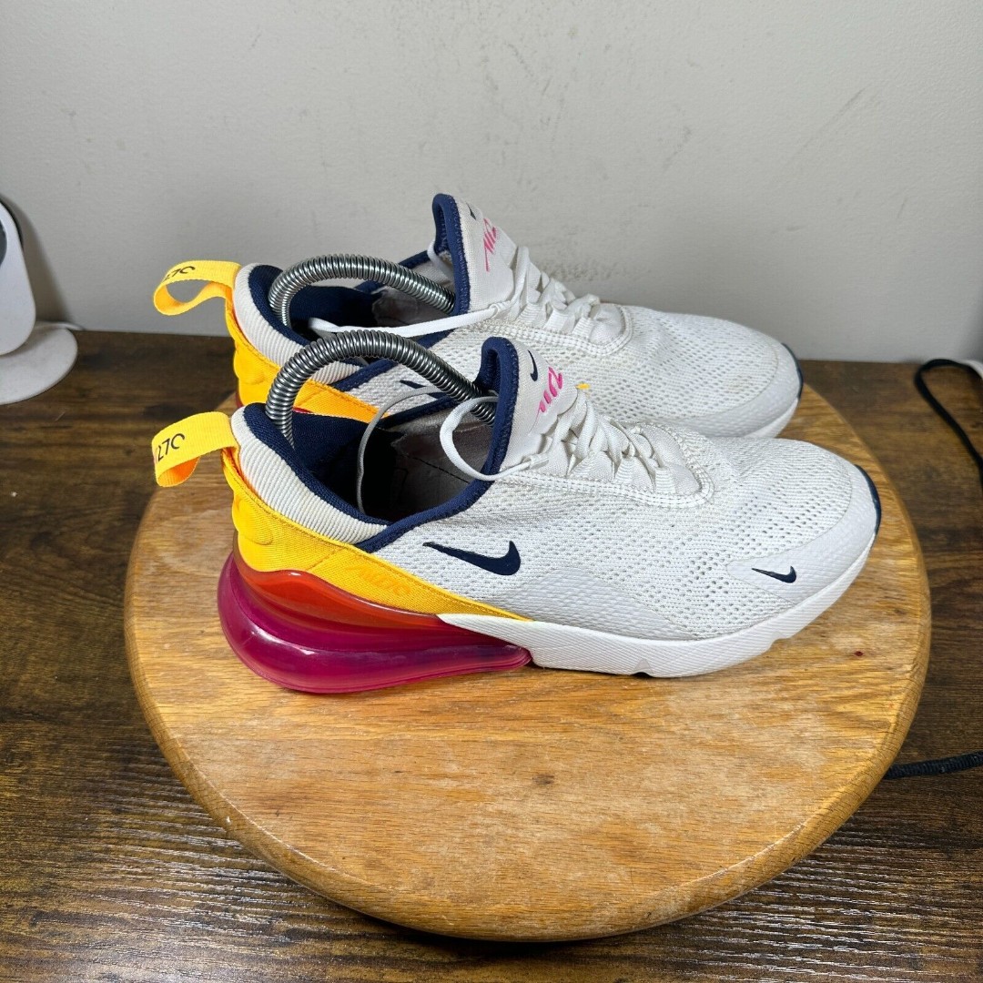Nike Air Max 270 White Fuchsia Orange Women's Size 8.5 Shoe
