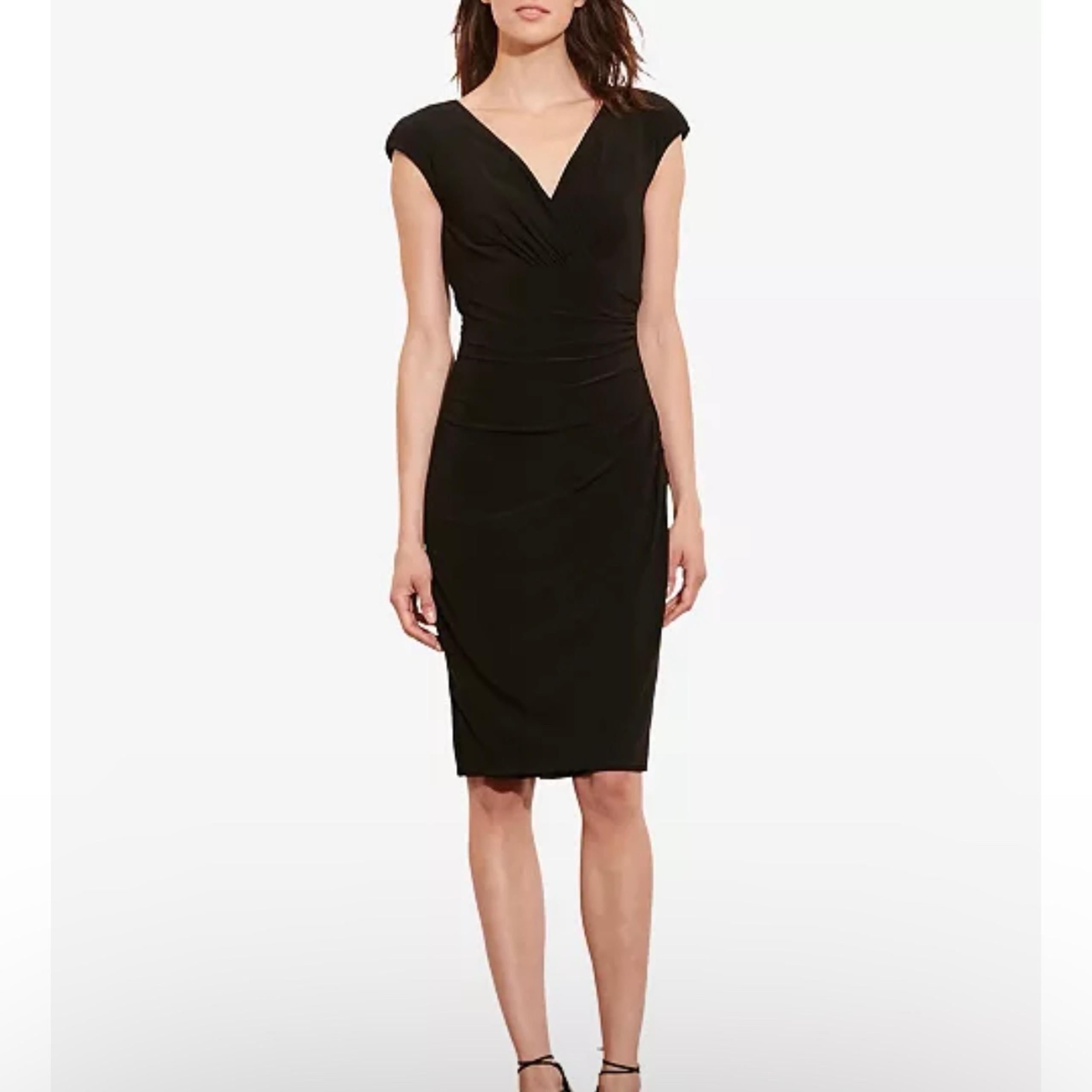Lauren Ralph Lauren New w $109 Tags Little Black V-Neck Evening Dress Large 12