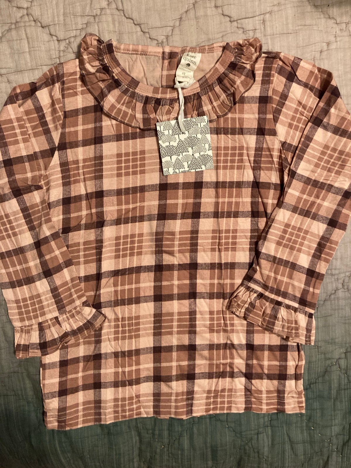 Kate Quinn ruffle plaid top