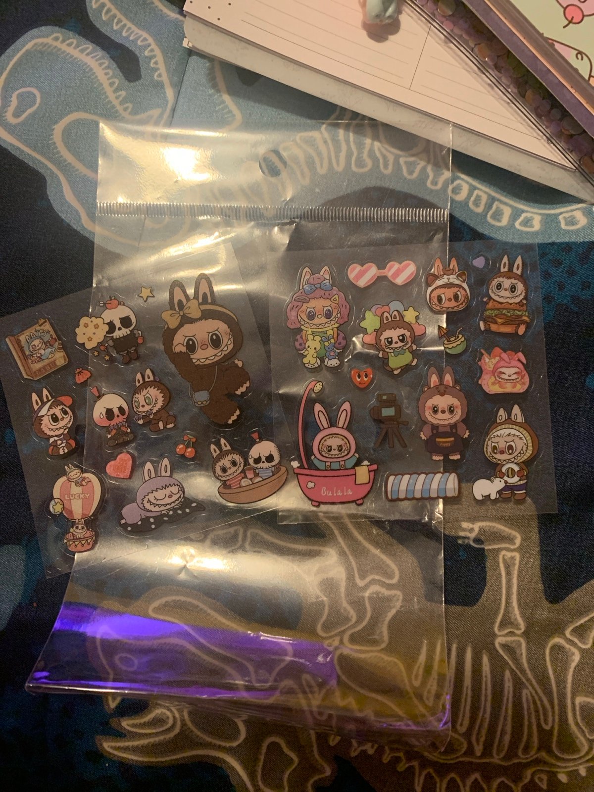 Packet of mini labubu stickers