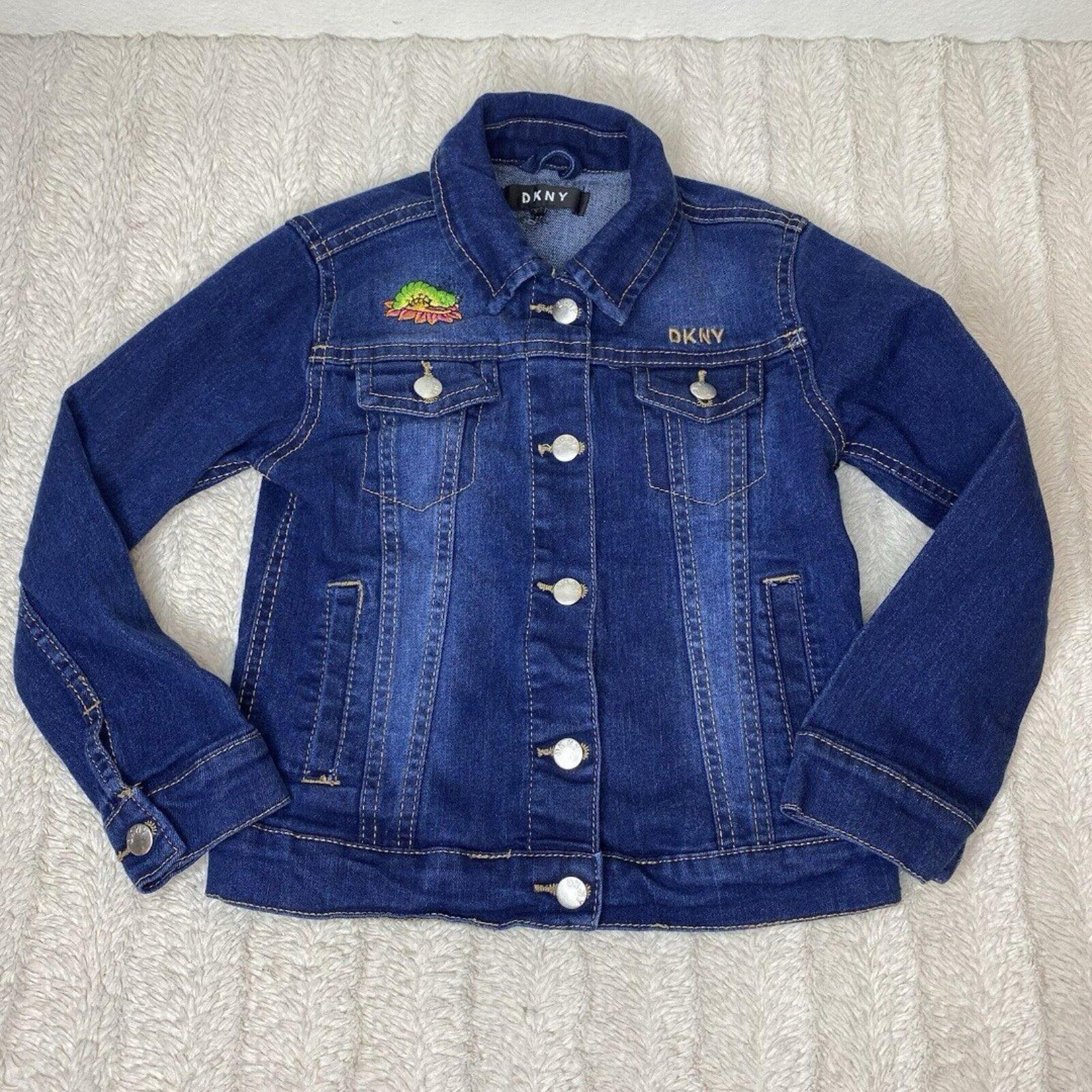 DKNY Hungry Caterpillar Worm Blue Denim Jean Jacket Snap Up Front Girls 5