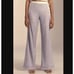 Anthropologie x Maeve linen side button Flare Wide Leg trousers Size 16 Lilac Pu