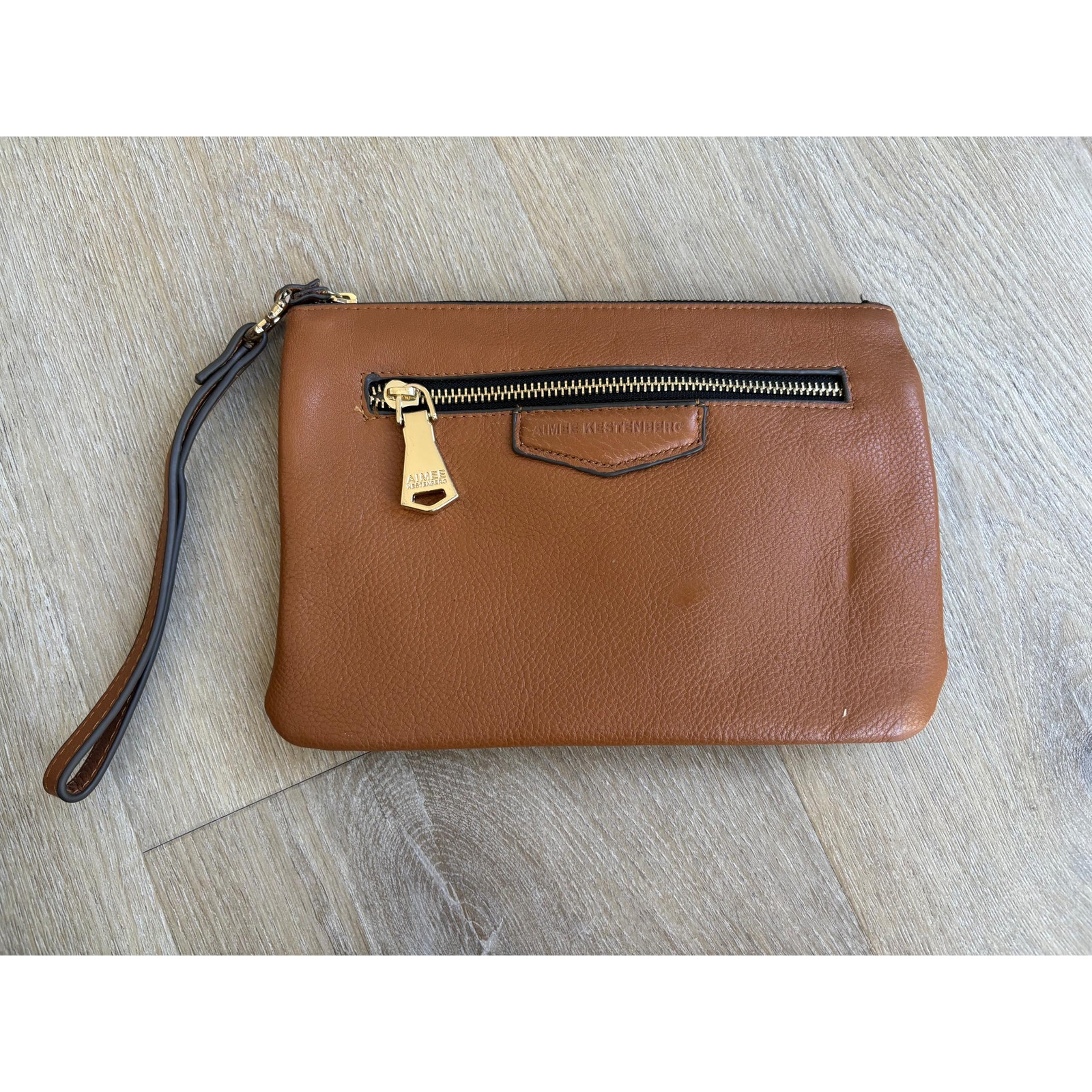Aimee Kestenberg Clutch Wristlet Wallet in Brown Pebble Leather 9.5" x 6.75"