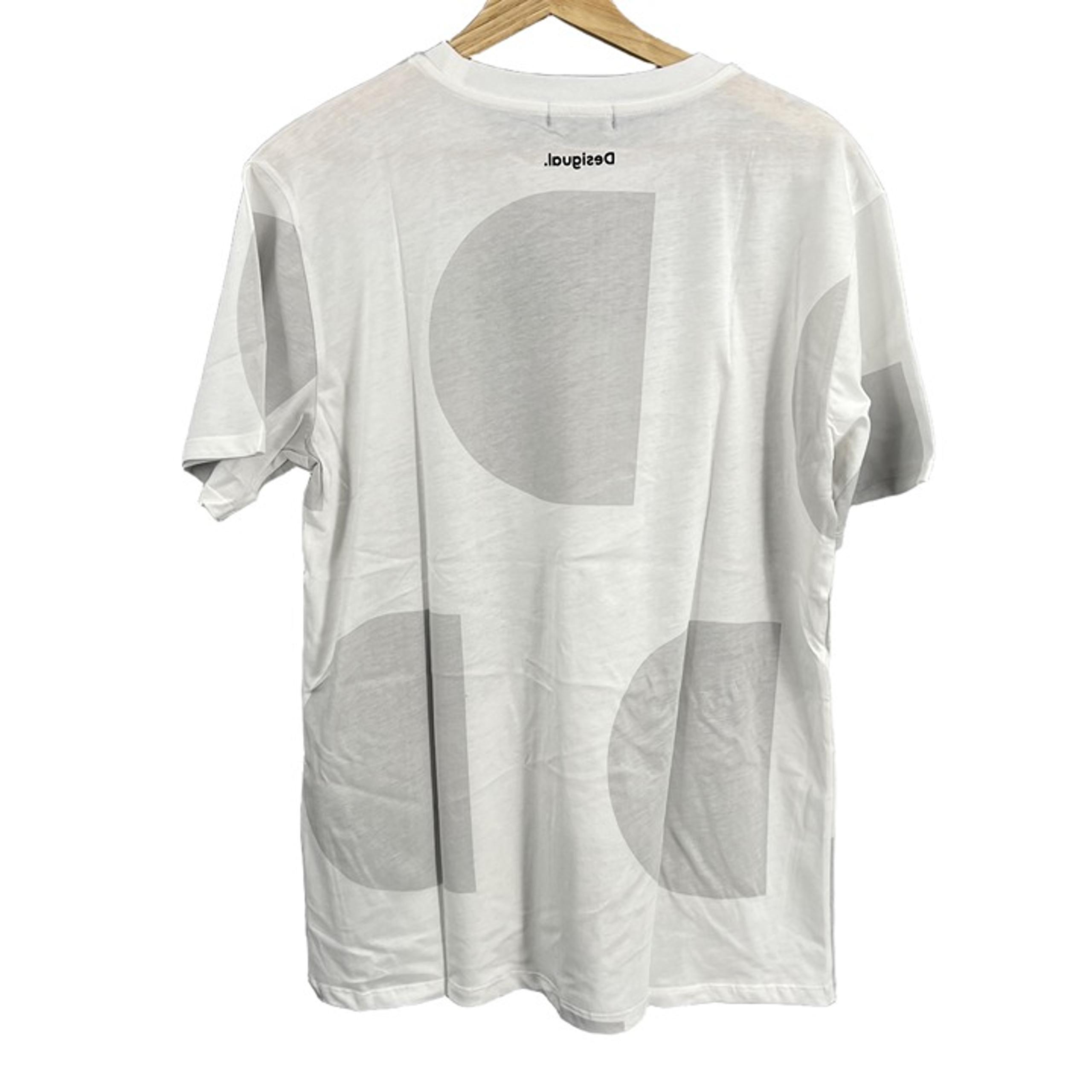 Desigual Tee White Gray Graphic Barcelona Short Sleeve T-Shirt US Mens S New