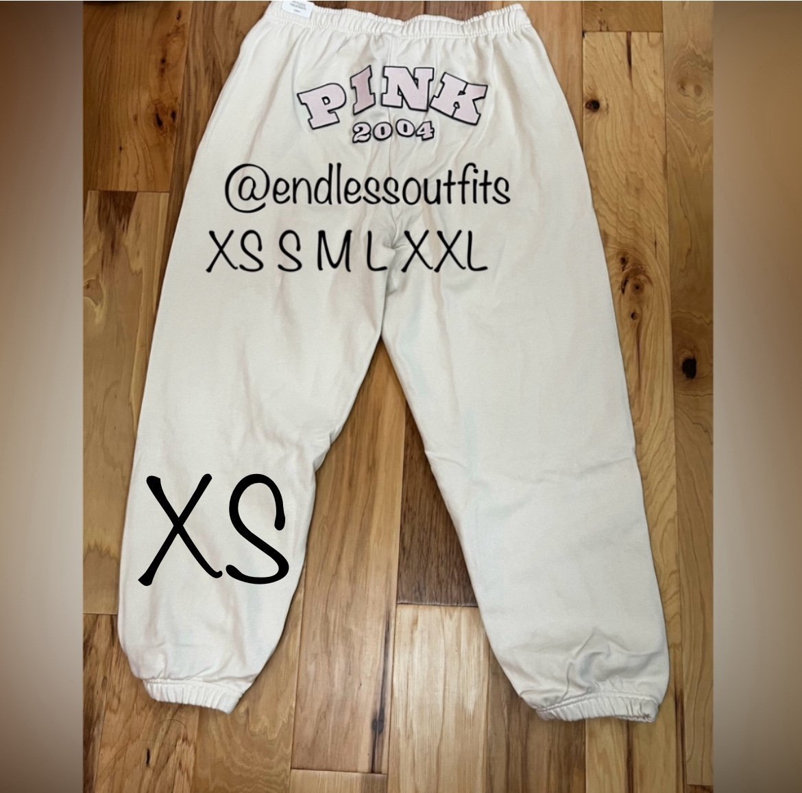 VS PINK LIMITED EDITION WHITE EGGSHELL CAMPUS SWEATPANTS JOGGER SIZE XS