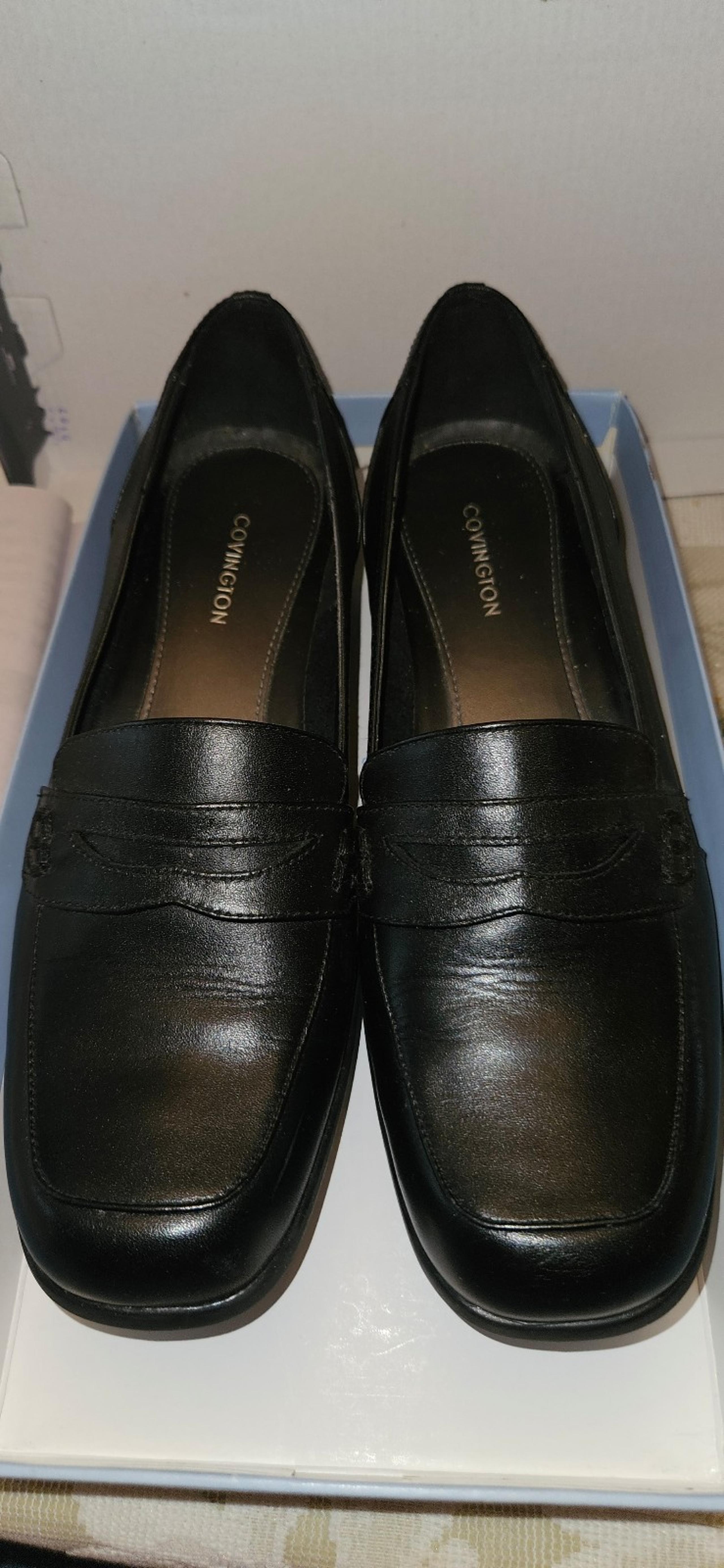 Covington HENNY Women’s Black Leather Penny Loafers Size 9