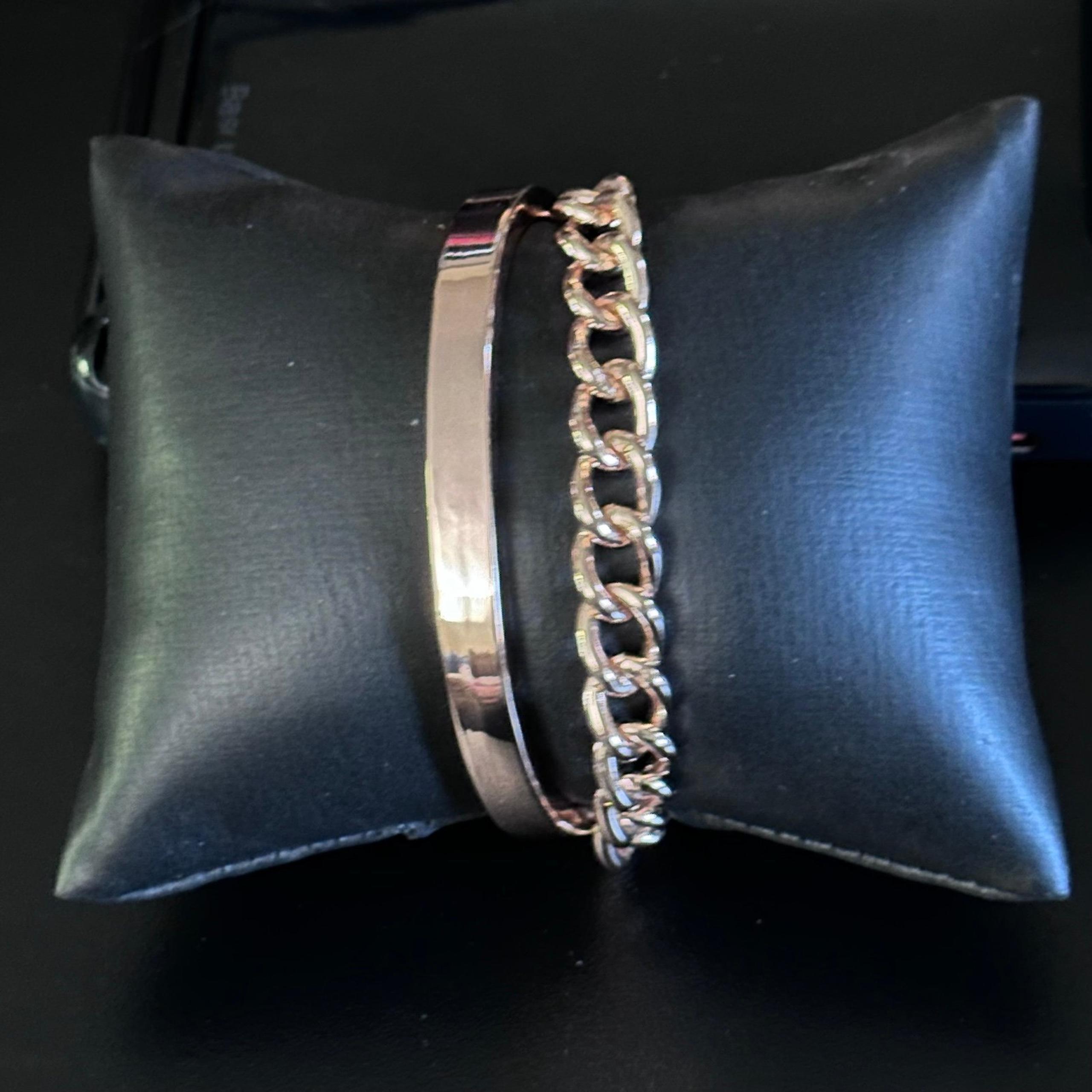 BaubleBar Cuff and Chain Bracelet in Rose Gold