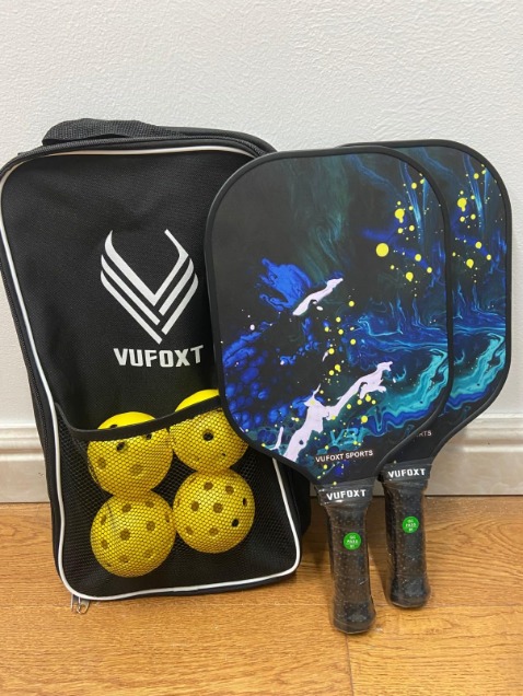 Pickleball Paddles Set of 2, 99.99% Carbon Fiber Graphite Honeycomb Core Graphic