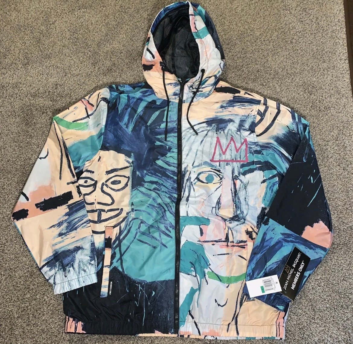 Jean Michel Basquiat X Members Only Men’s Size M Hooded Windbreaker Jacket