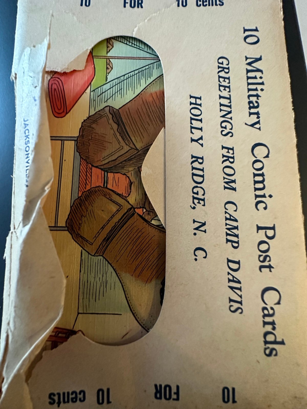 Vintage 1940s World War I WWII Linen Comic Humor Postcard W Original Envelope