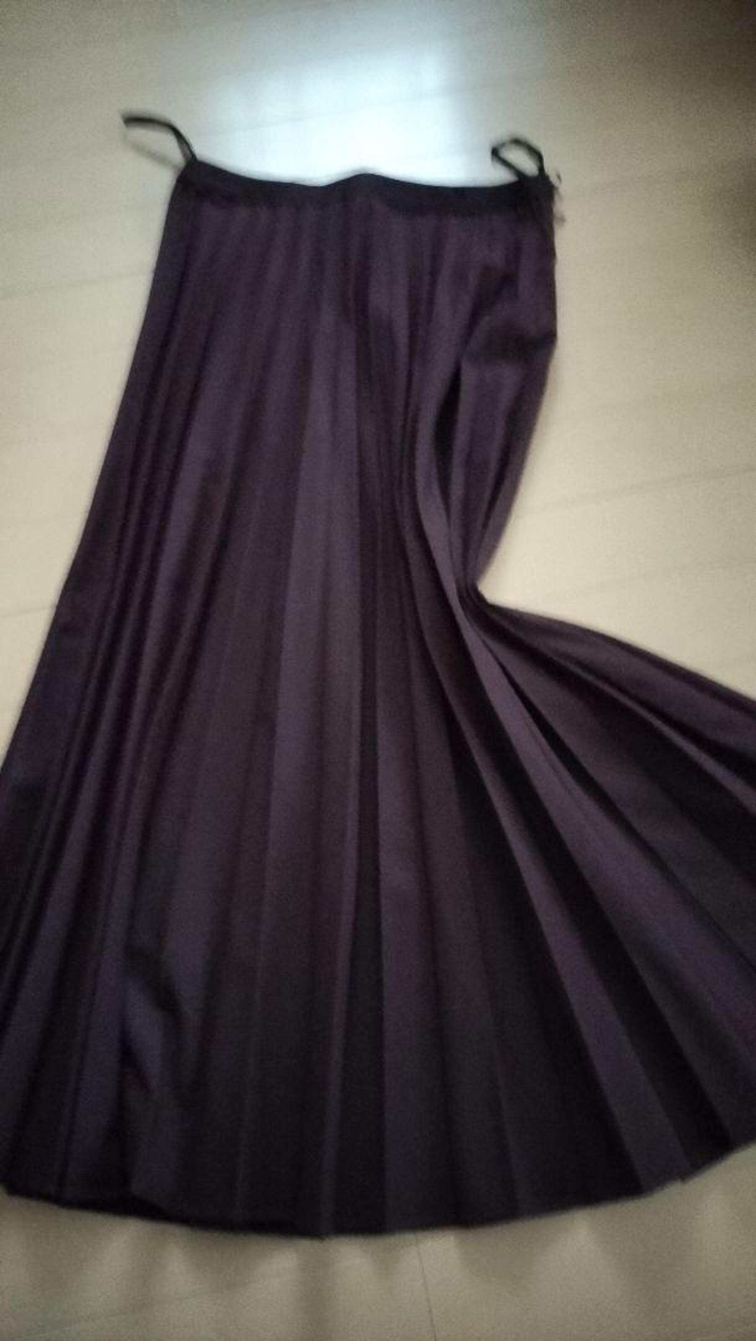 Dark Purple Pleated Long Skirt, Uniqlo, Size L