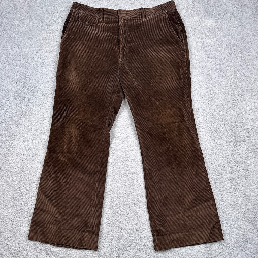 Vintage Levis Panatela Pants Mens 36x28 Brown Corduroy Boot Cut Flare Disco 70'S