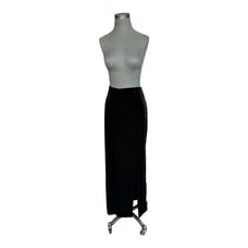 Vintage Women's Skirt Black Velvet Body-con Skirt Slit Front Pull On Maxi Skirt