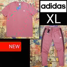 PINK STRATA: New Adidas ORIGINALS Mens Essentials Shirt + Adidas Tiro Pant! XL