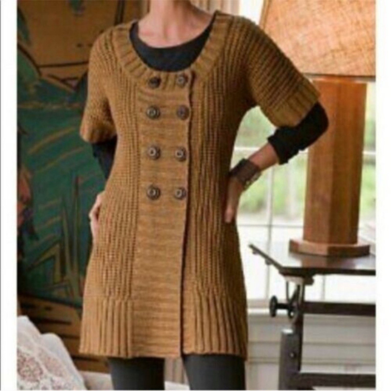 Soft Surroundings Knit Snap Button Front Tunic Sweater Women's XL Petite XLP EUC